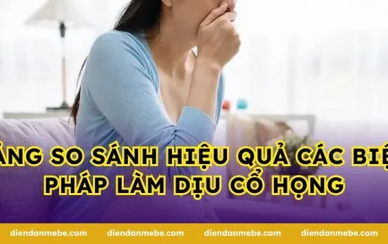 Bảng so sánh hiệu quả các biện pháp làm dịu cổ họng